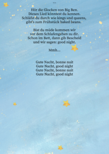 Fortsetzung des Liedtextes zum 3Berlin Song Gute Nacht, Bon Nuit, Good Night