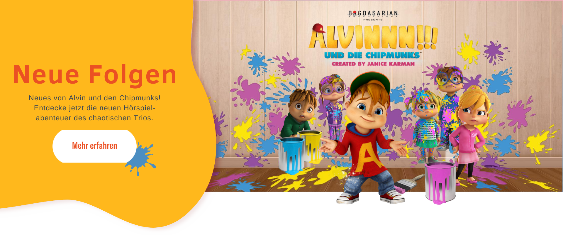 Alvin und die Chipmunks Banner zu den neuen Hörspielfolgen